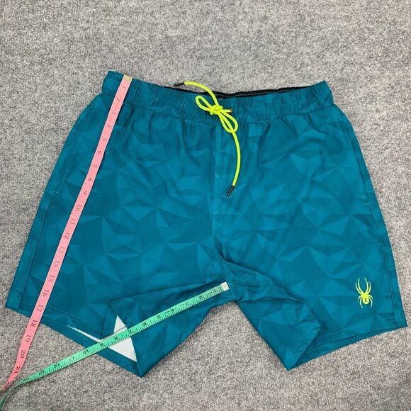 Spyder Swim Trunks Mens XXL 2XL Teal Brief Lined Drawstring Tie Beach Shorts - Picture 7 of 14